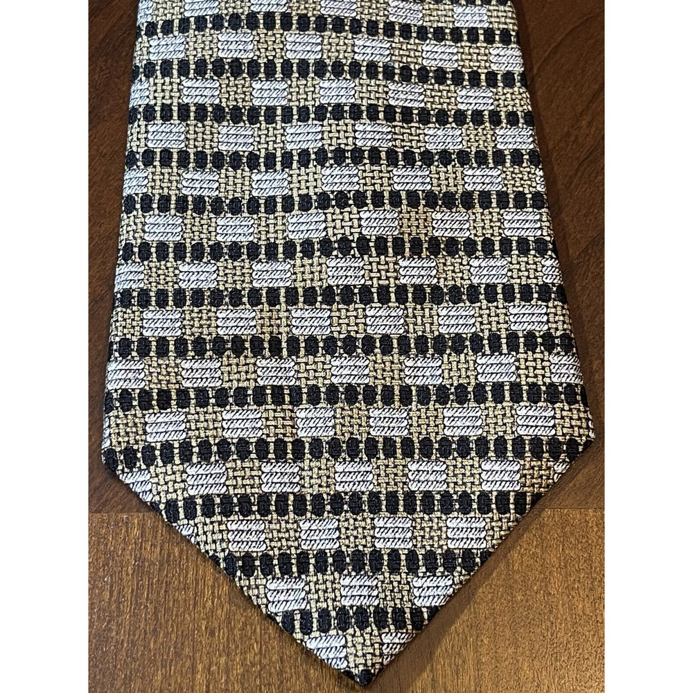 Mitchells Of Westport Black Gold Hand Made 100% Silk Men’s Neck Tie